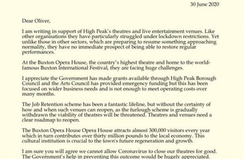 High Peak MP helps secure emergency support package for theatres