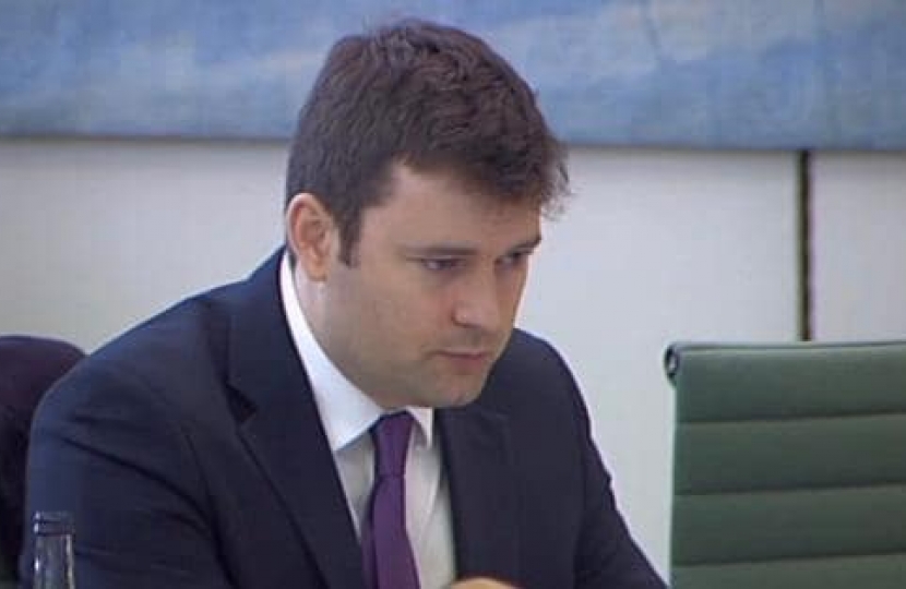 Robert Largan MP at a Transport Select Committee Hearing
