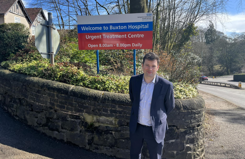 Robert Largan MP outside Buxton Hospital