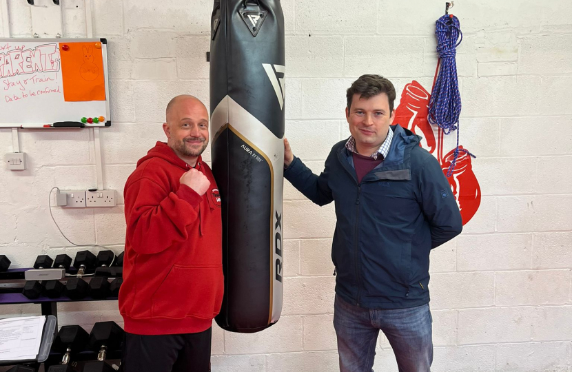Robert Largan MP on his visit to Warriors Fitness Centre. Robert is pictured with John Wakeham, the Centre’s first full-time coach