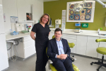 Robert Largan MP on his visit to Hope Dental Clinic. Robert is pictured with Sophie Mitchell.